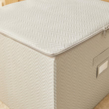 Ocean Home Textile Storage Box, Set Of 3, Herringbone Pattern, Grey