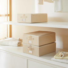 Ocean Home Textile Storage Box, Set Of 3, Herringbone Pattern, Beige