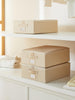 Ocean Home Textile Storage Box, Set Of 3, Herringbone Pattern, Beige