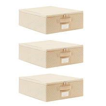 Ocean Home Textile Storage Box, Set Of 3, Herringbone Pattern, Beige