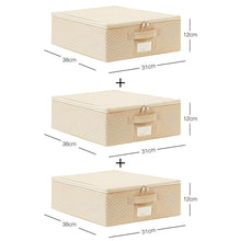 Ocean Home Textile Storage Box, Set Of 3, Herringbone Pattern, Beige