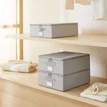 Ocean Home Textile Storage Box, Set Of 3, Herringbone Pattern, Grey