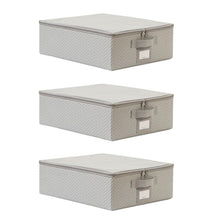 Ocean Home Textile Storage Box, Set Of 3, Herringbone Pattern, Grey
