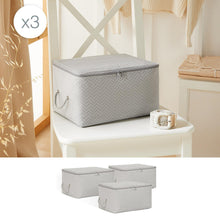 Ocean Home Textile Storage Bag, Small, Herringbone Pattern, Gray, Set Of 3