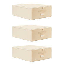 Ocean Home Textile Storage Box, Set Of 3, Herringbone Pattern, Beige