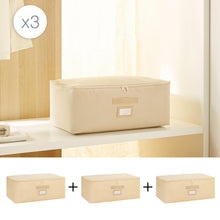 Ocean Home Textile Storage Bag, Set of 3, Medium, Herringbone, Beige