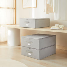 Ocean Home Textile Storage Box, Set Of 3, Herringbone Pattern, Grey