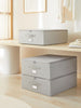 Ocean Home Textile Storage Box, Set Of 3, Herringbone Pattern, Grey