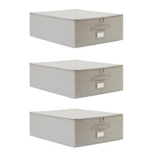 Ocean Home Textile Storage Box, Set Of 3, Herringbone Pattern, Grey