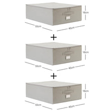 Ocean Home Textile Storage Box, Set Of 3, Herringbone Pattern, Grey