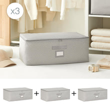 Ocean Home Textile Storage Bag, Set of 3, Medium, Herringbone, Grey