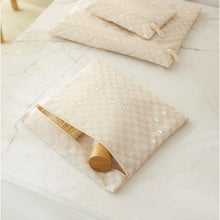 Ocean Home Textile Waterproof PVC-Lined Wet & Dry Bag Set, Beige Checkered, Set Of 3