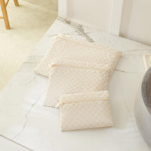 Ocean Home Textile Waterproof PVC-Lined Wet & Dry Bag Set, Beige Checkered, Set Of 3