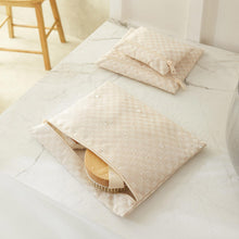 Ocean Home Textile Waterproof PVC-Lined Wet & Dry Bag Set, Beige Checkered, Set Of 3