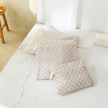 Ocean Home Textile Waterproof PVC-Lined Wet & Dry Bag Set, Grey Checkered, Set Of 3