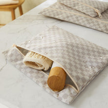 Ocean Home Textile Waterproof PVC-Lined Wet & Dry Bag Set, Grey Checkered, Set Of 3