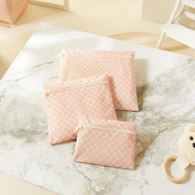 Ocean Home Textile Waterproof PVC-Lined Wet & Dry Bag Set, Pink Checkered, Set Of 3