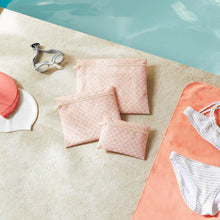Ocean Home Textile Waterproof PVC-Lined Wet & Dry Bag Set, Pink Checkered, Set Of 3