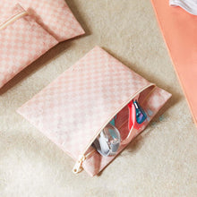 Ocean Home Textile Waterproof PVC-Lined Wet & Dry Bag Set, Pink Checkered, Set Of 3