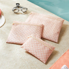 Ocean Home Textile Waterproof PVC-Lined Wet & Dry Bag Set, Pink Checkered, Set Of 3