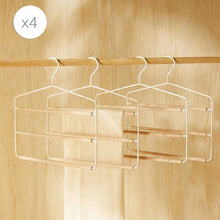 Ocean Home Textile 3 Layer Rubber-Coated Metal Hanger With Beech Wood Bar, Set Of 4, Matte White