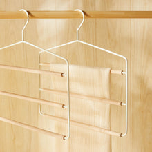 Ocean Home Textile 3 Layer Rubber-Coated Metal Hanger With Beech Wood Bar, Set Of 4, Matte White