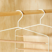 Ocean Home Textile 3 Layer Rubber-Coated Metal Hanger With Beech Wood Bar, Set Of 4, Matte White