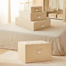 Ocean Home Textile Storage Box, Set Of 4, Herringbone Pattern, Beige
