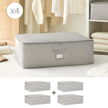Ocean Home Textile Under Bed Storage Bag, Set of 4, Large, Herringbone Pattern, Grey
