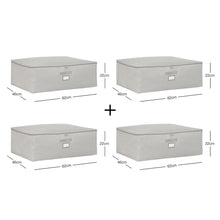 Ocean Home Textile Under Bed Storage Bag, Set of 4, Large, Herringbone Pattern, Grey