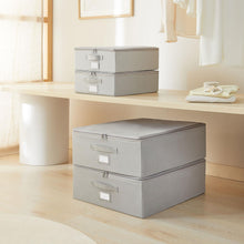 Ocean Home Textile Storage Box, Set Of 4, Herringbone Pattern, Grey