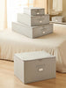 Ocean Home Textile Storage Box, Set Of 4, Herringbone Pattern, Grey