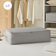 Ocean Home Textile Underbed Storage Bag, Pack Of 4, X Large, Herringbone Pattern, Grey