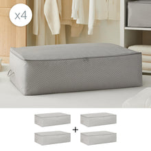 Ocean Home Textile Underbed Storage Bag, Pack Of 4, X Large, Herringbone Pattern, Grey