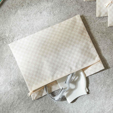 Ocean Home Textile Waterproof PVC Lined Beige Checkered Wet & Dry Bag Set, Set of 5