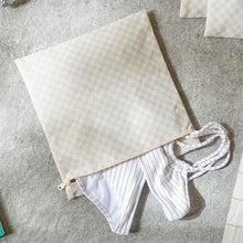 Ocean Home Textile Waterproof PVC Lined Beige Checkered Wet & Dry Bag Set, Set of 5