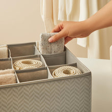 Ocean Home Textile Drawer Organizer Set of 6, Herringbone Pattern, Grey