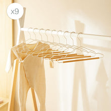 Ocean Home Textile Rubber Coated Metal Hangers With Maple Wood Bar, Pack Of 9, Matte White