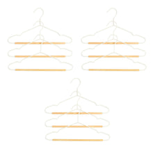 Ocean Home Textile Rubber Coated Metal Hangers With Maple Wood Bar, Pack Of 9, Matte White