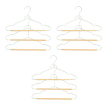 Ocean Home Textile Rubber Coated Metal Hangers With Maple Wood Bar, Pack Of 9, Matte Mint