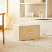 Ocean Home Textile Supported Storage Box, Beige, Herringbone