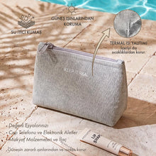 Ocean Home Textile Thermal Insulated Jute Linen Makeup Bag, Grey