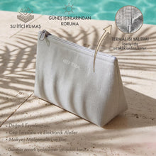 Ocean Home Textile Thermal Insulated Jute Linen Makeup Bag, Grey