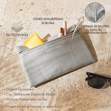 Ocean Home Textile Thermal Insulated Jute Linen Makeup Bag, Grey