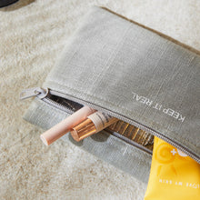 Ocean Home Textile Thermal Insulated Jute Linen Makeup Bag, Grey