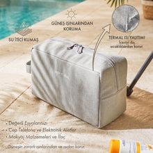 Ocean Home Textile Thermal Insulated Jute Linen Makeup Bag, Grey