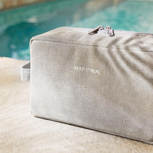 Ocean Home Textile Thermal Insulated Jute Linen Makeup Bag, Grey