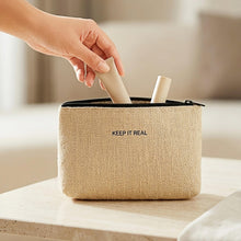 Ocean Home Textile Thermal Insulated Jute Linen Makeup Bag