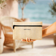 Ocean Home Textile Thermal Insulated Jute Linen Makeup Bag