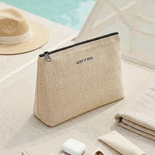 Ocean Home Textile Thermal Insulated Jute Linen Makeup Bag
